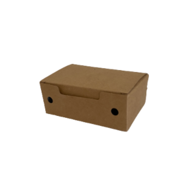 Caja cartón kraft biodegradable compostable para fritos con agujeros